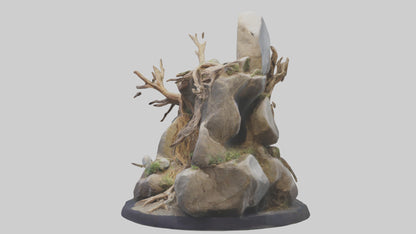 3D model Rock and Root Sculpture model VR / AR / low-poly