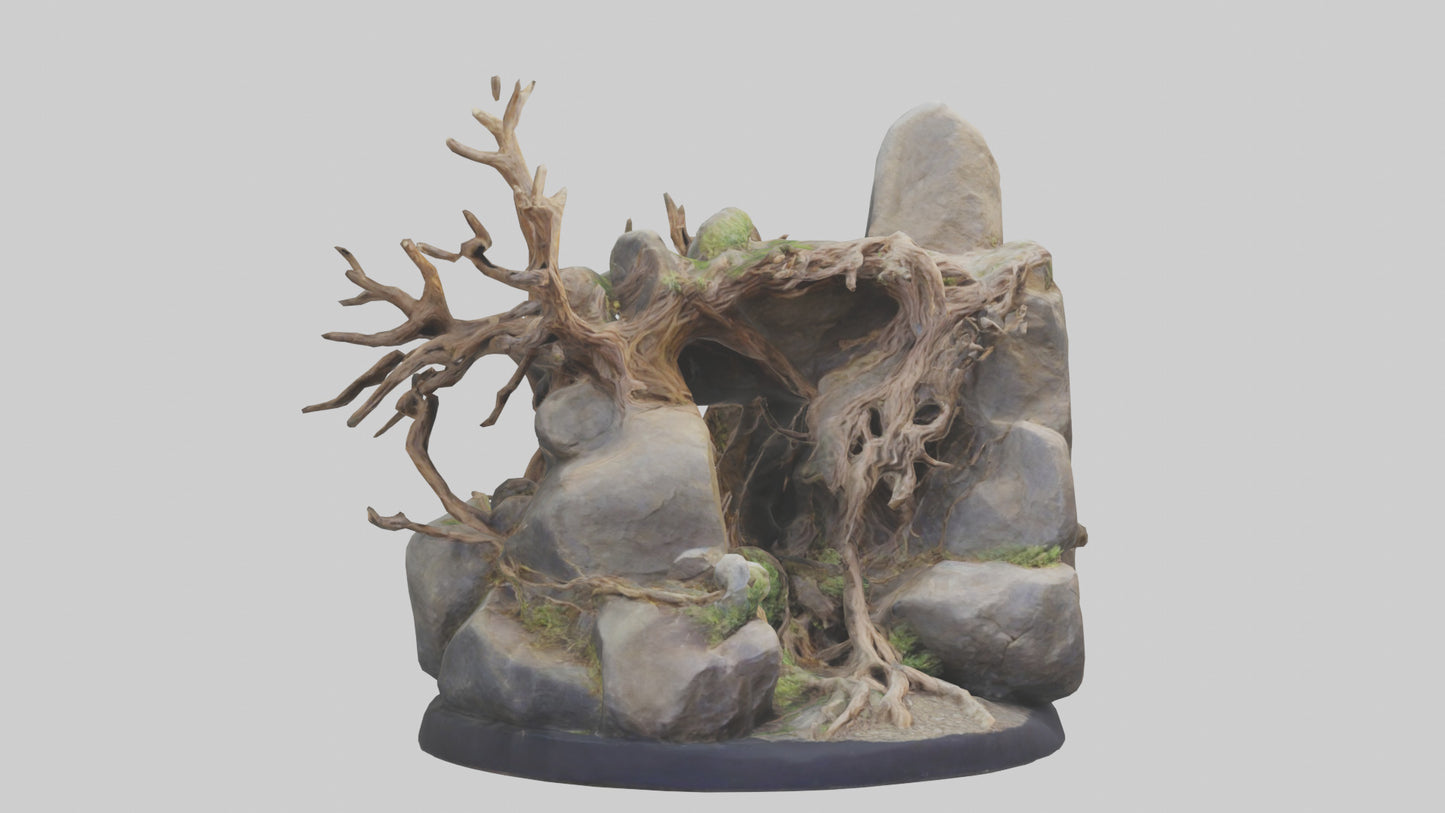 3D model Rock and Root Sculpture model VR / AR / low-poly