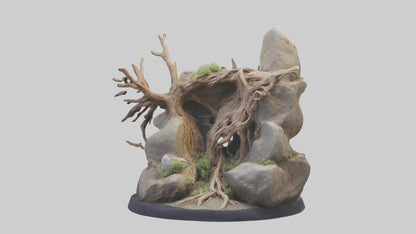 3D model Rock and Root Sculpture model VR / AR / low-poly