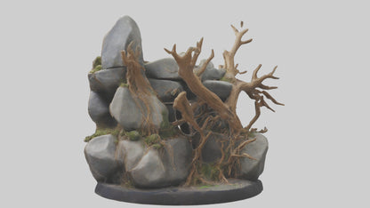 3D model Rock and Root Sculpture model VR / AR / low-poly