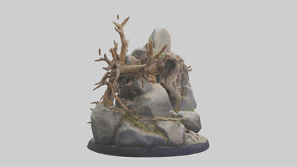 3D model Rock and Root Sculpture model VR / AR / low-poly