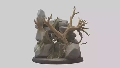 3D model Rock and Root Sculpture model VR / AR / low-poly