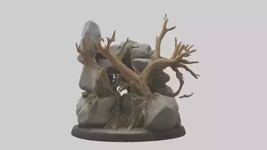 3D model Rock and Root Sculpture model VR / AR / low-poly