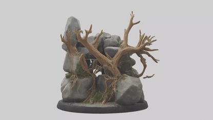 3D model Rock and Root Sculpture model VR / AR / low-poly