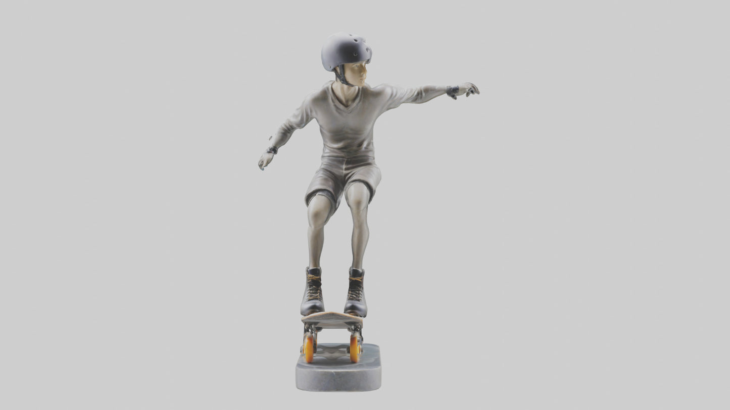 3D model Rollerblader Performing Trick statue model VR / AR / low-poly