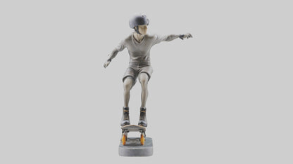 3D model Rollerblader Performing Trick statue model VR / AR / low-poly