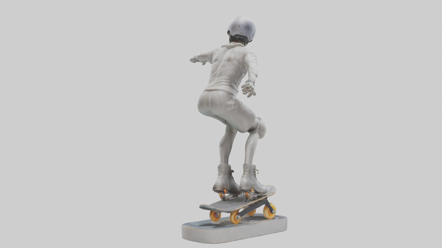 3D model Rollerblader Performing Trick statue model VR / AR / low-poly