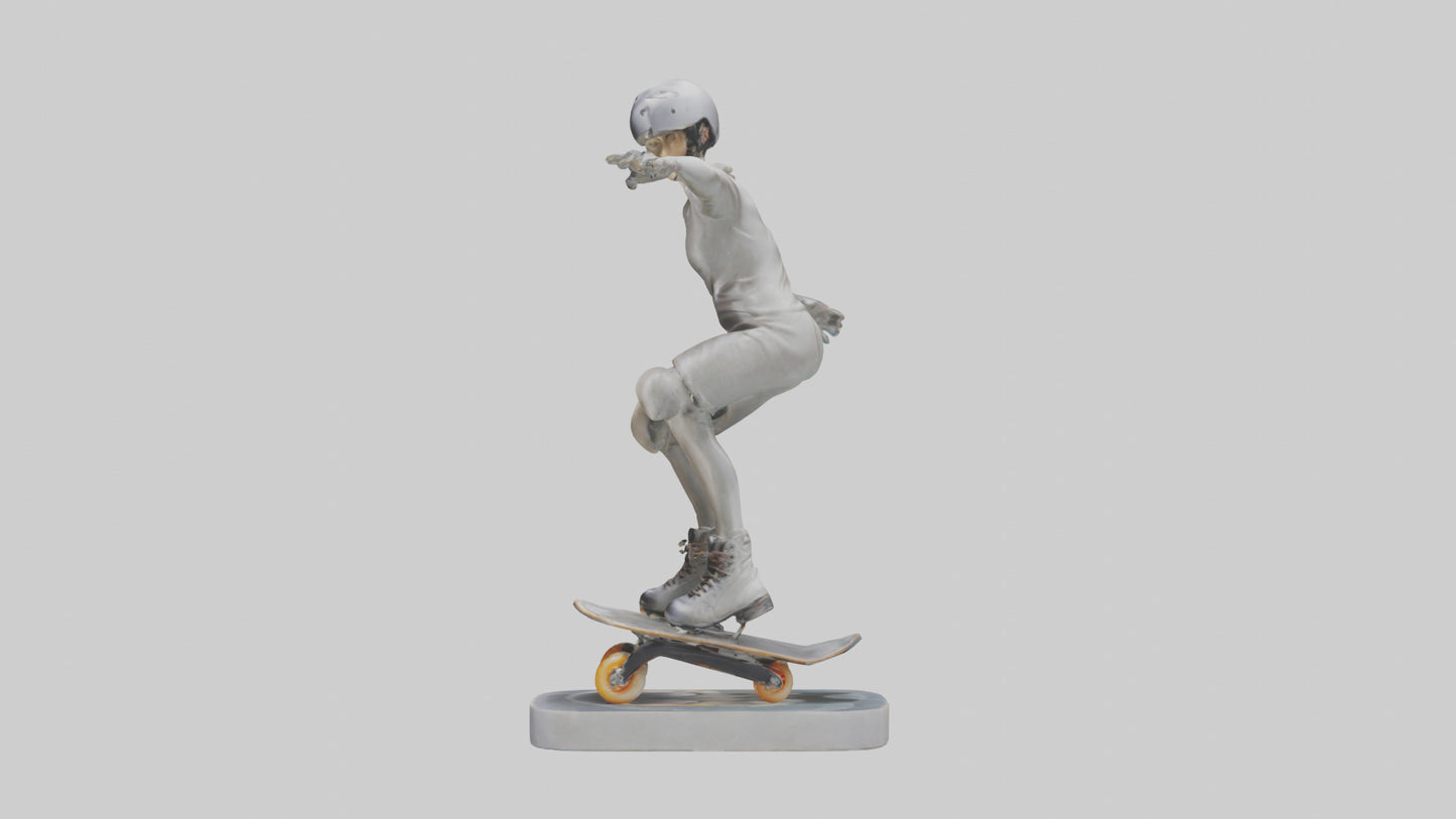 3D model Rollerblader Performing Trick statue model VR / AR / low-poly