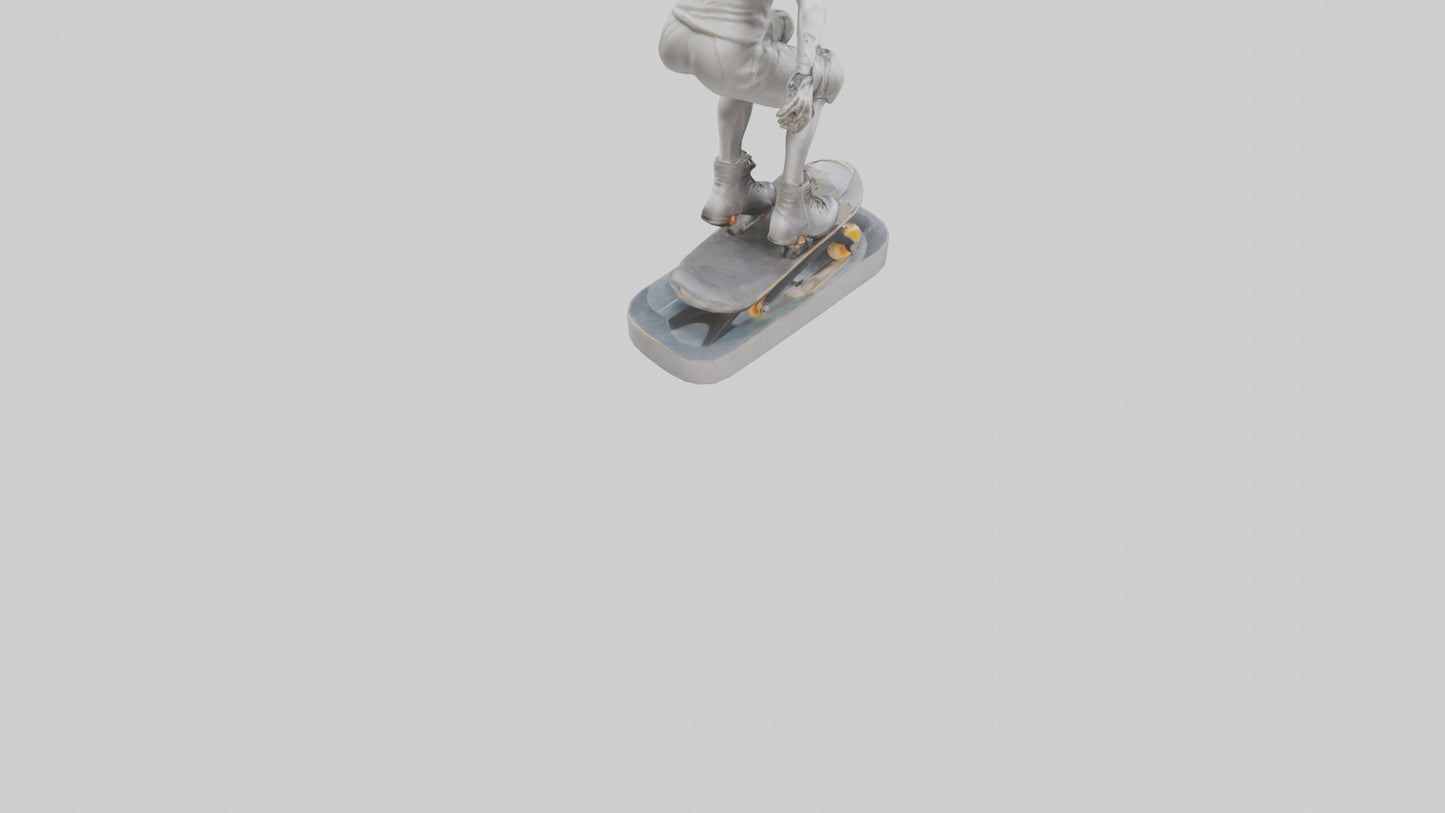 3D model Rollerblader Performing Trick statue model VR / AR / low-poly