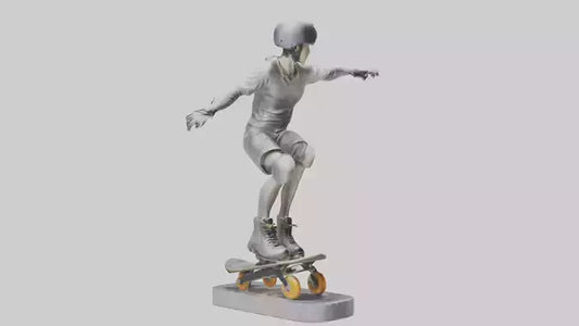 3D model Rollerblader Performing Trick statue model VR / AR / low-poly