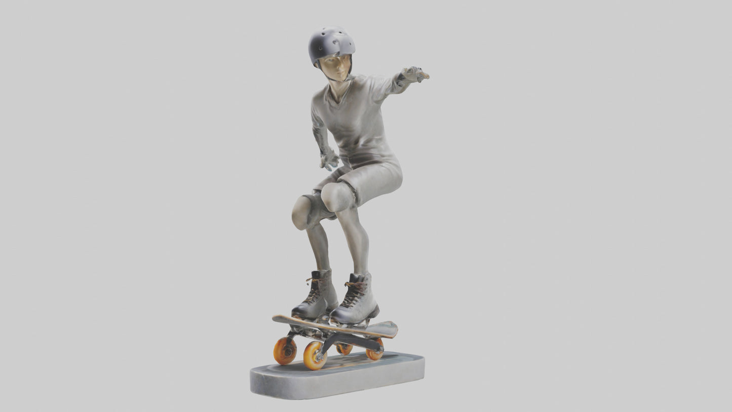 3D model Rollerblader Performing Trick statue model VR / AR / low-poly