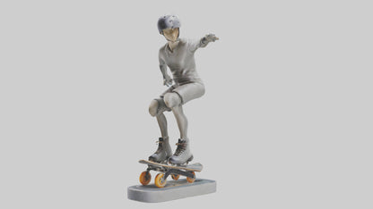 3D model Rollerblader Performing Trick statue model VR / AR / low-poly