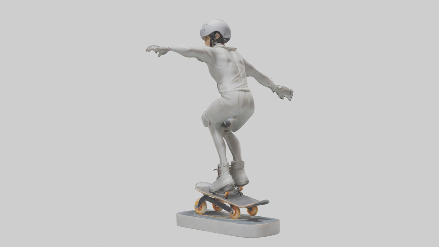 3D model Rollerblader Performing Trick statue model VR / AR / low-poly