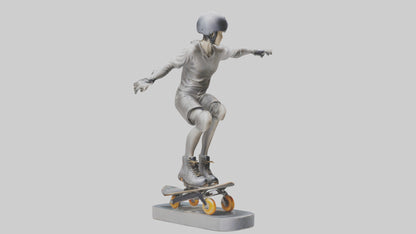 3D model Rollerblader Performing Trick statue model VR / AR / low-poly
