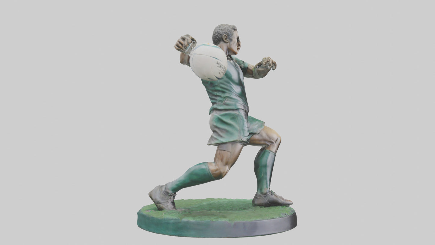 3D model Rugby Player in Action statue model VR / AR / low-poly