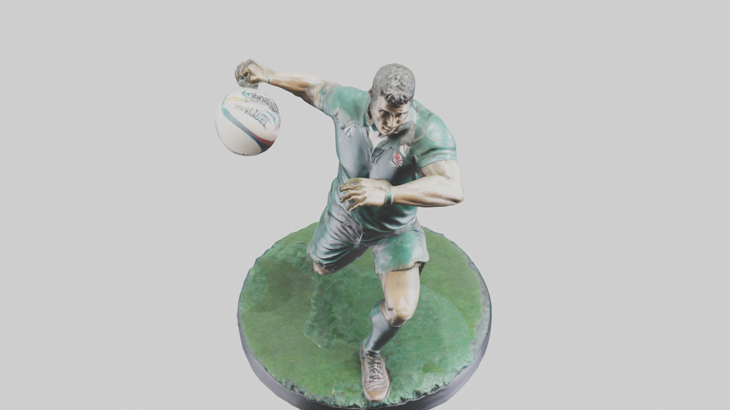 3D model Rugby Player in Action statue model VR / AR / low-poly