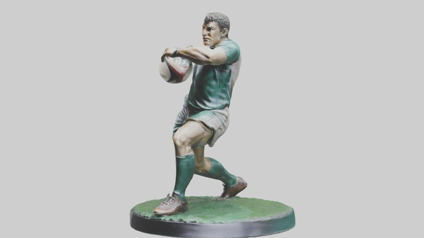 3D model Rugby Player in Action statue model VR / AR / low-poly