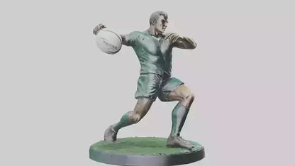 3D model Rugby Player in Action statue model VR / AR / low-poly