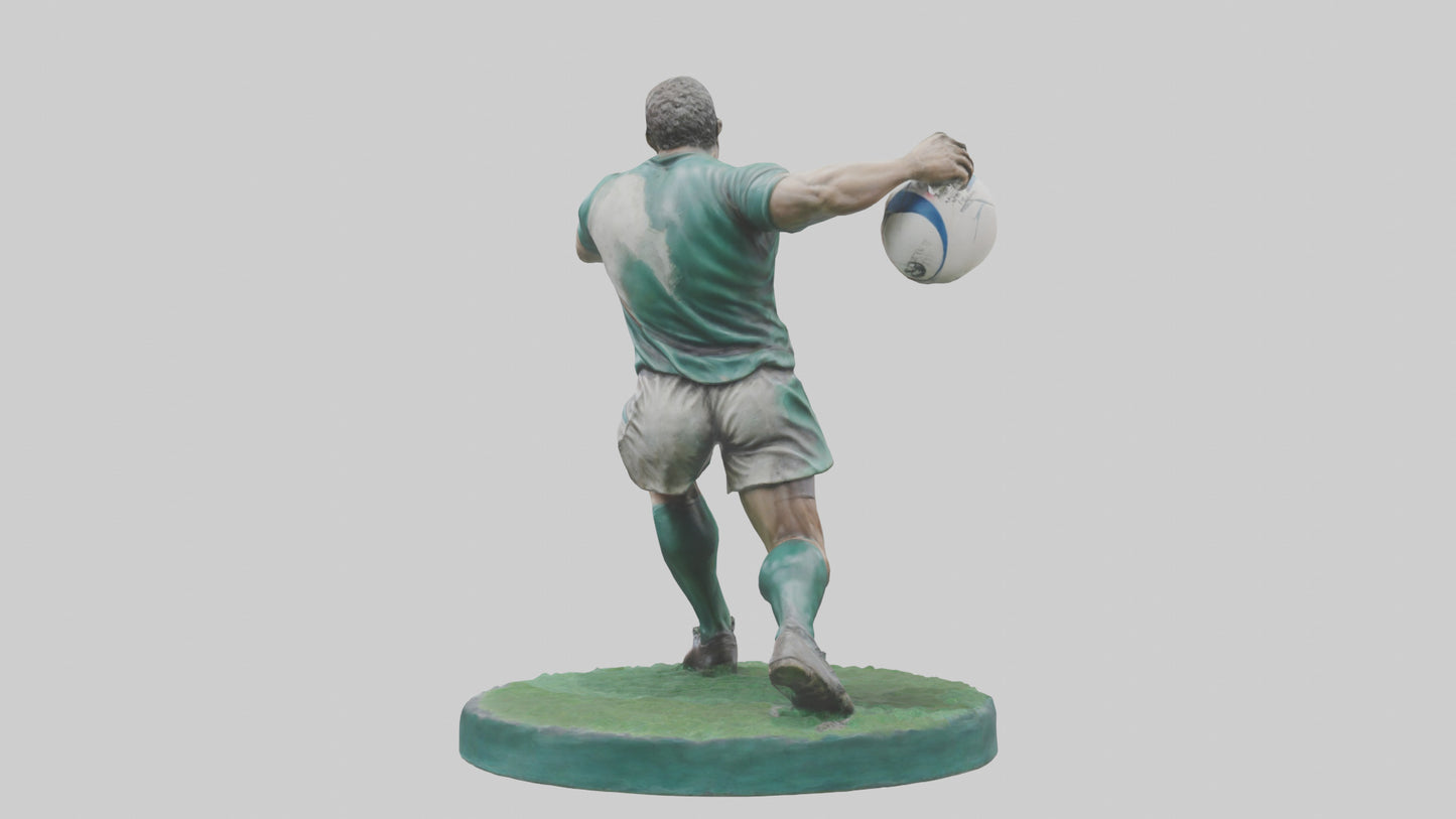 3D model Rugby Player in Action statue model VR / AR / low-poly