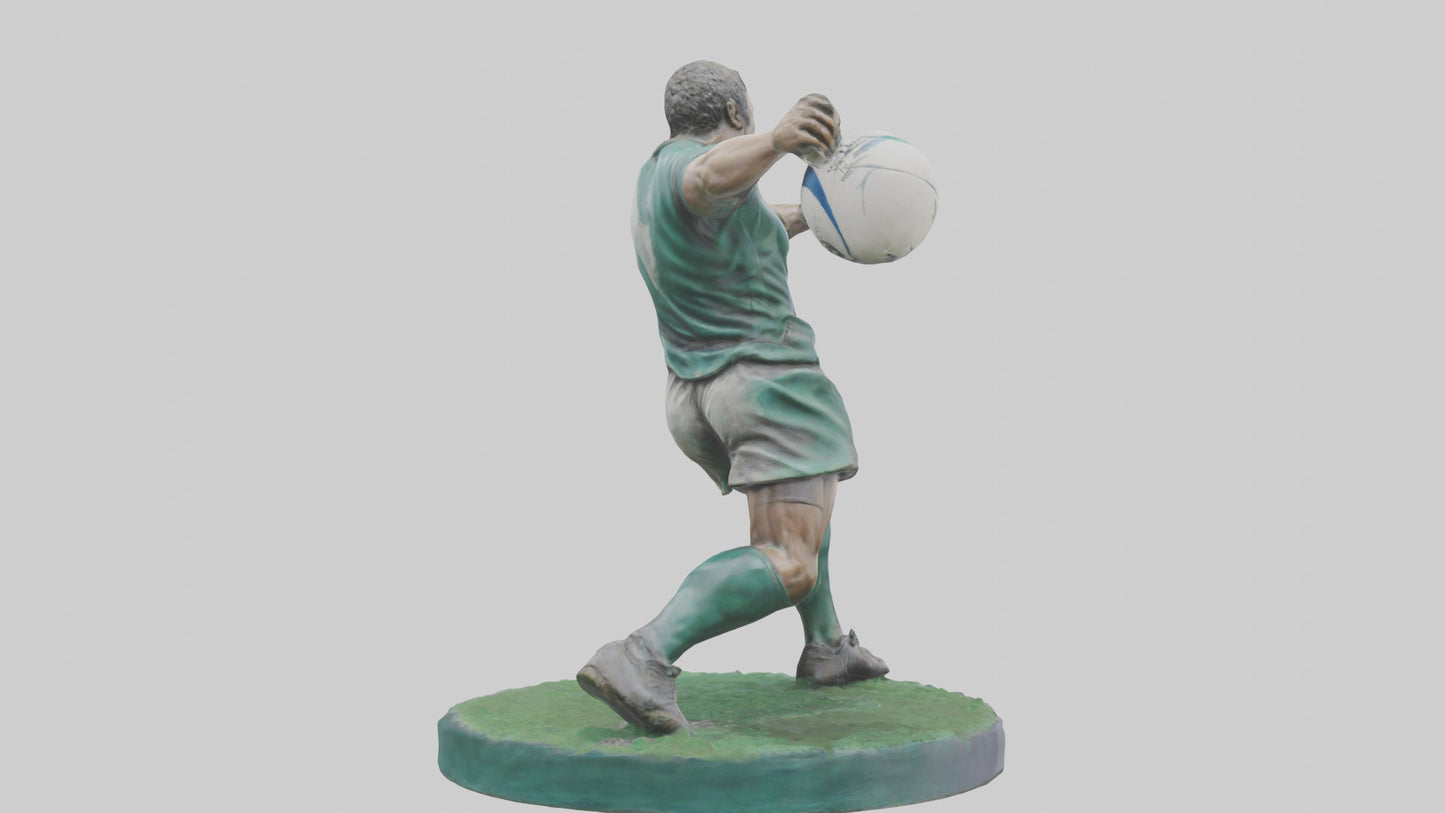3D model Rugby Player in Action statue model VR / AR / low-poly
