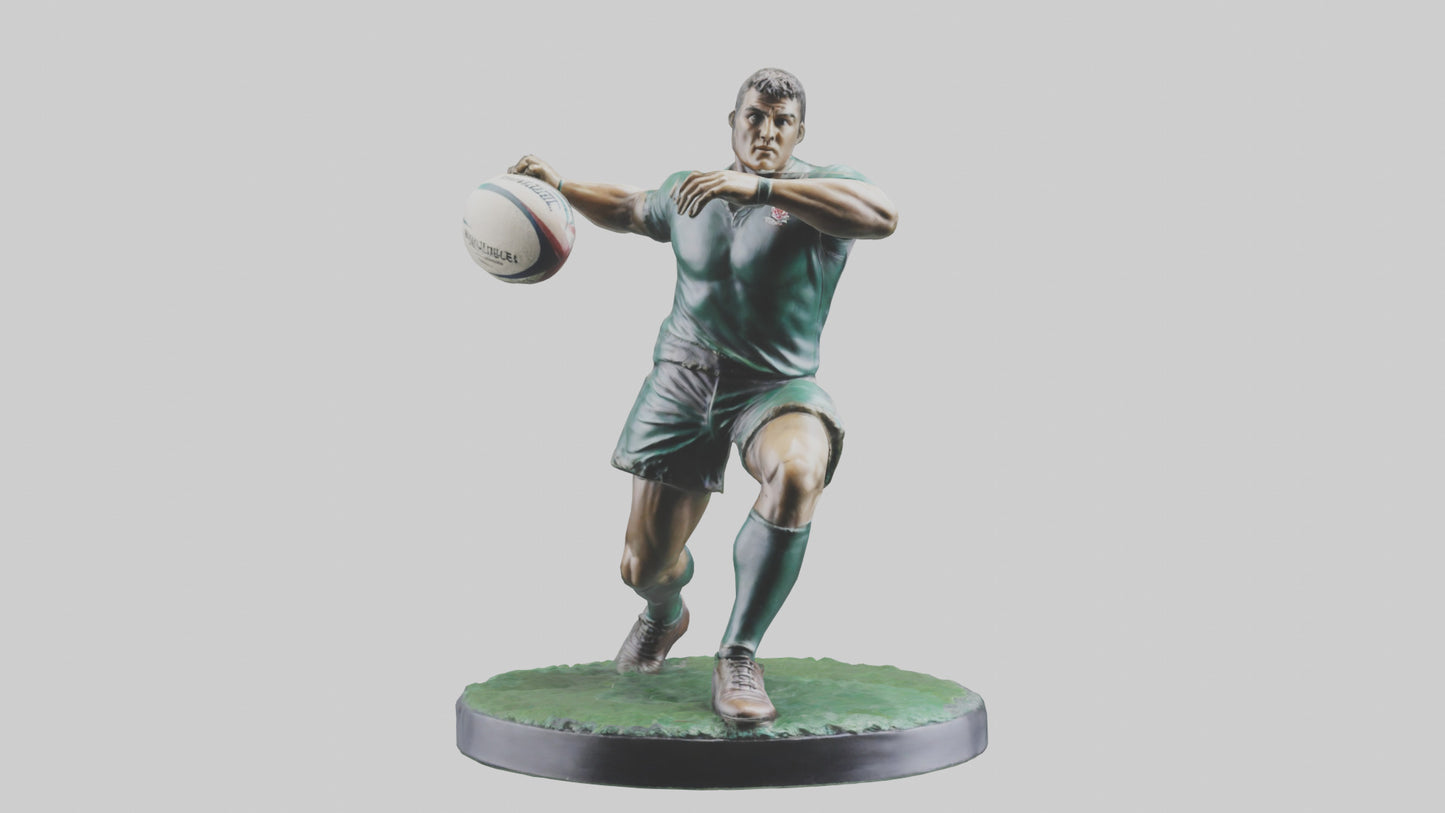 3D model Rugby Player in Action statue model VR / AR / low-poly