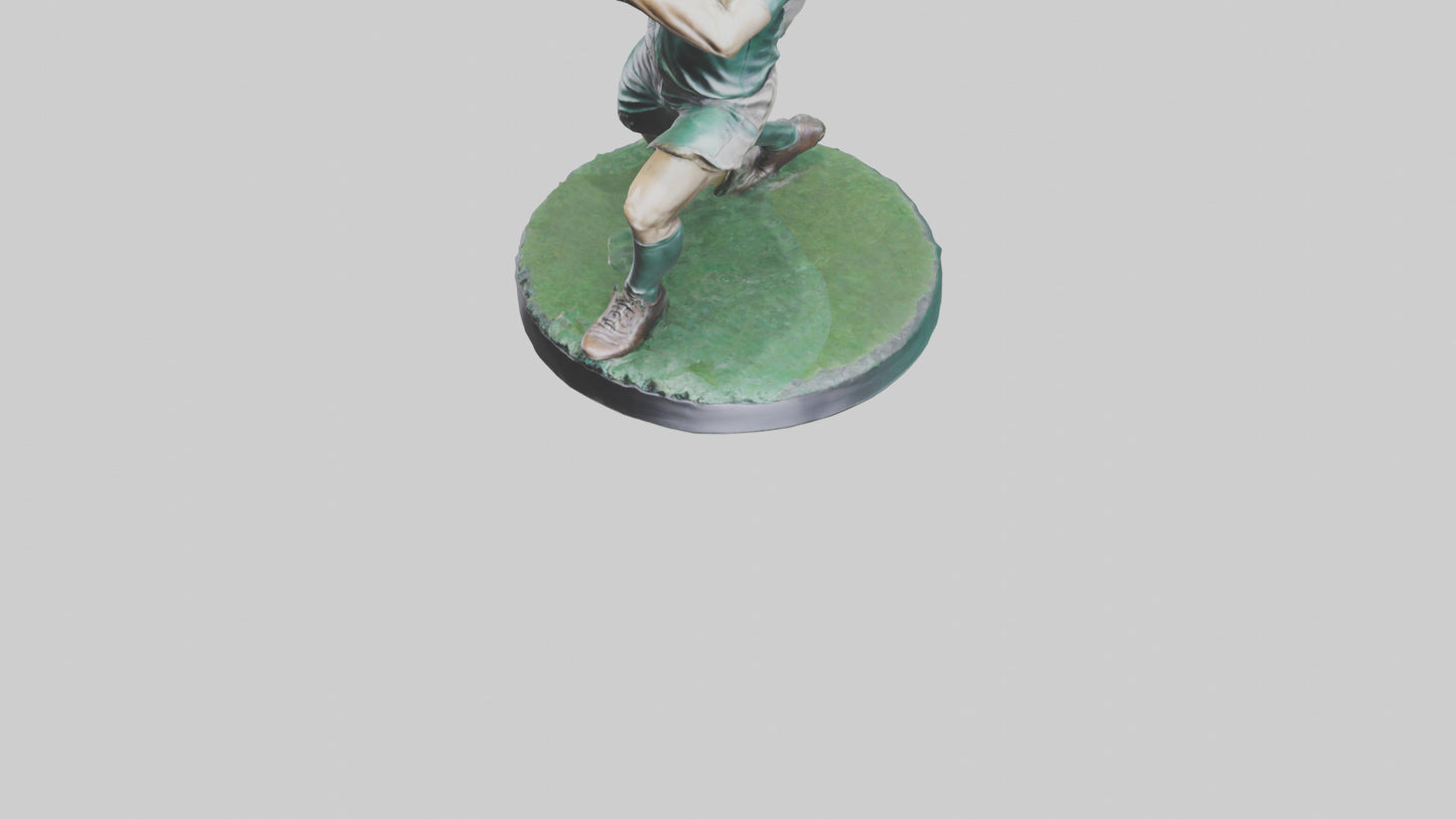3D model Rugby Player in Action statue model VR / AR / low-poly
