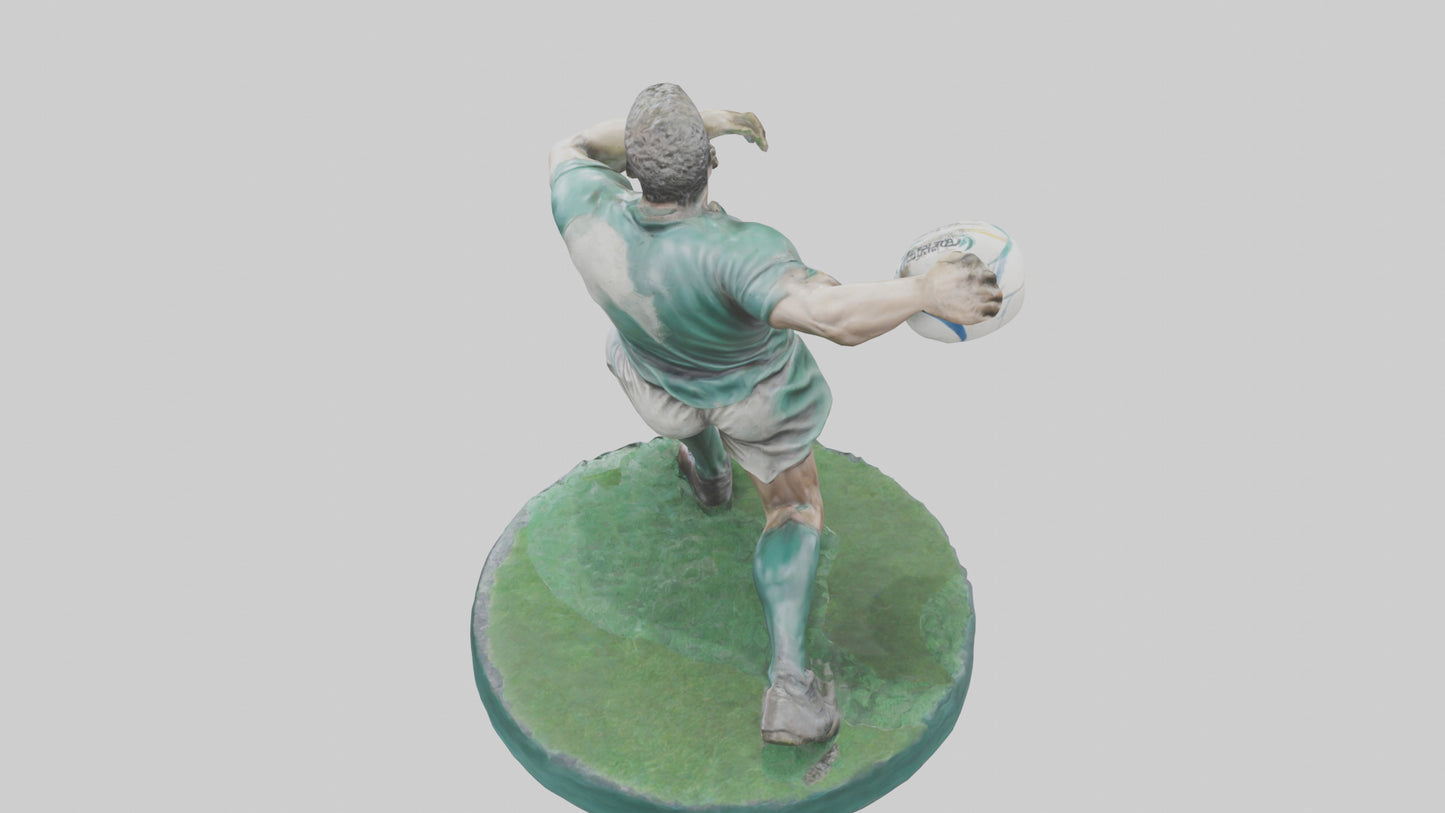 3D model Rugby Player in Action statue model VR / AR / low-poly