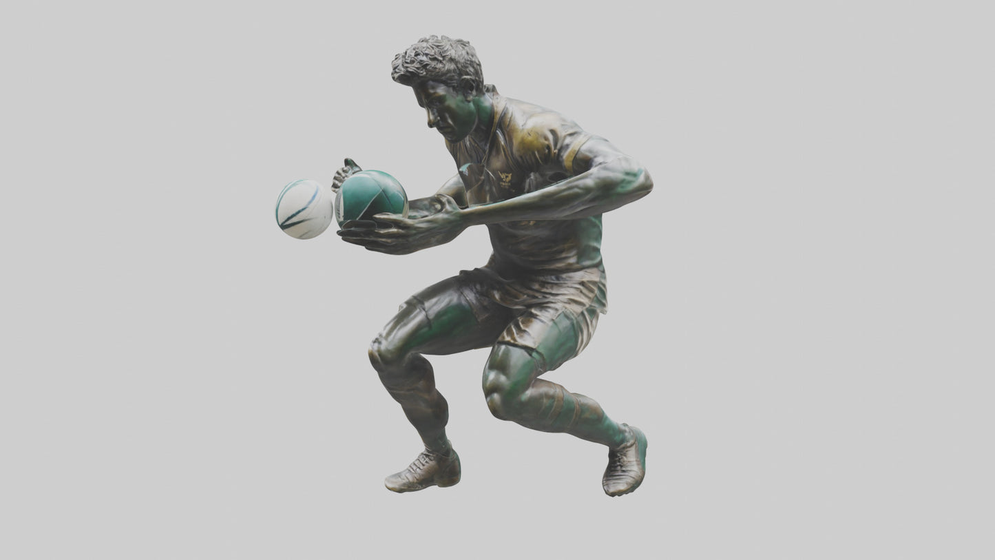 Rugby Player Tackling statue model 3D model