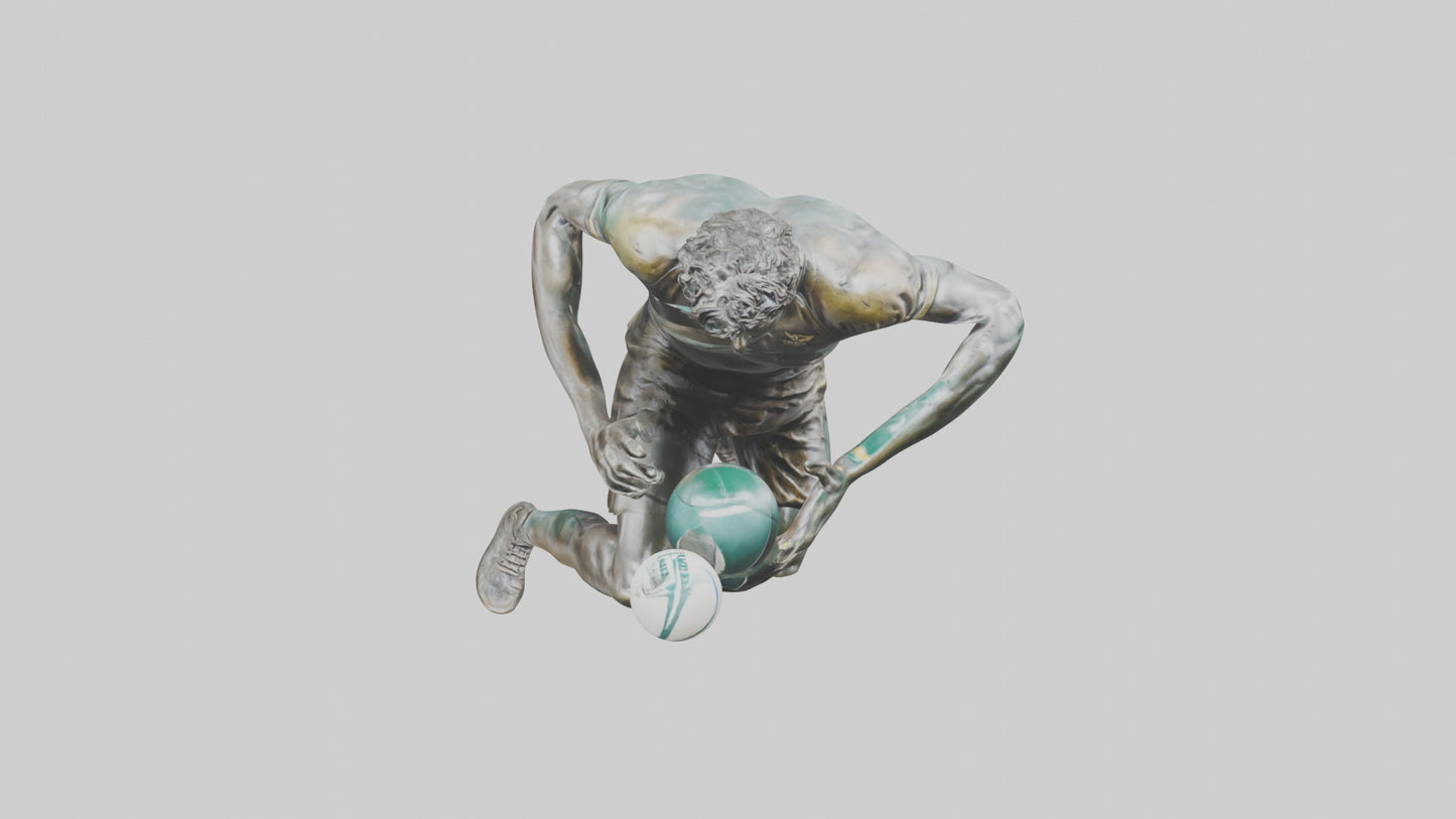 Rugby Player Tackling statue model 3D model