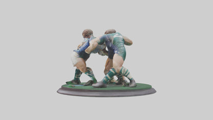 3D model Rugby Scrum Pose statue model VR / AR / low-poly