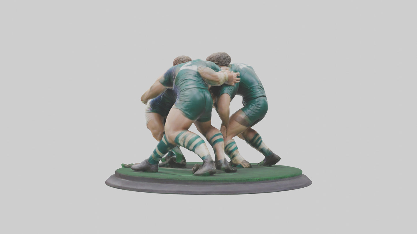 3D model Rugby Scrum Pose statue model VR / AR / low-poly