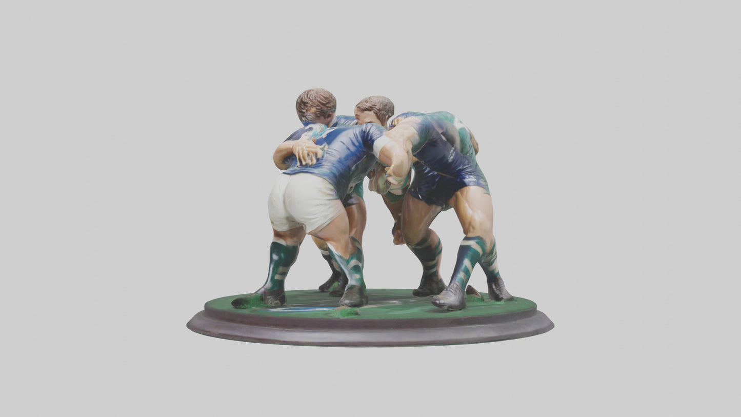 3D model Rugby Scrum Pose statue model VR / AR / low-poly