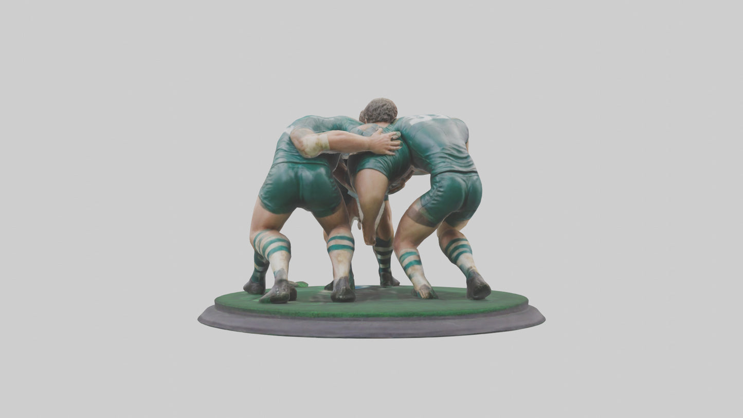 3D model Rugby Scrum Pose statue model VR / AR / low-poly