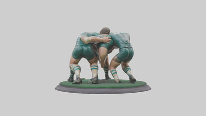 3D model Rugby Scrum Pose statue model VR / AR / low-poly