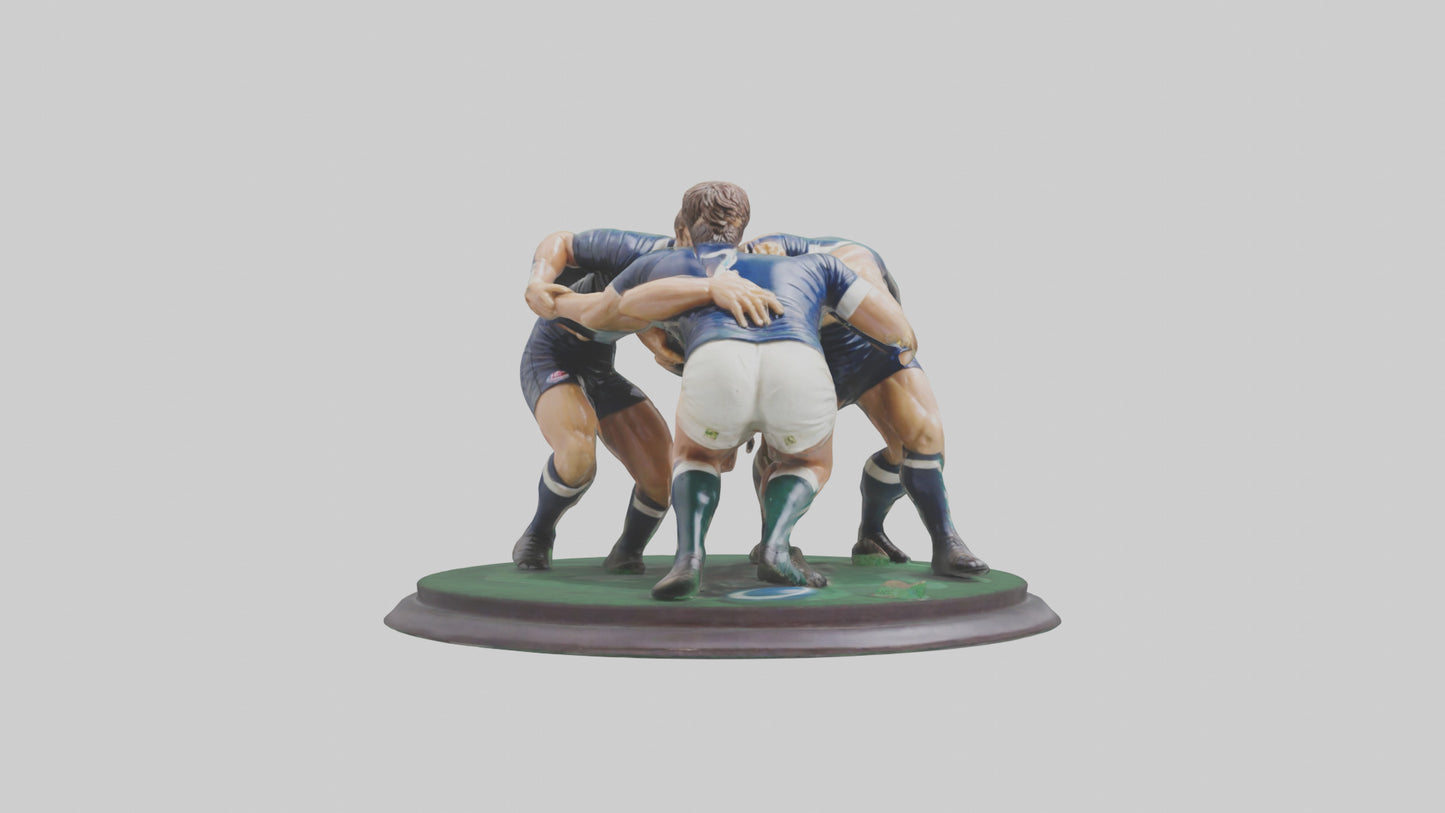 3D model Rugby Scrum Pose statue model VR / AR / low-poly
