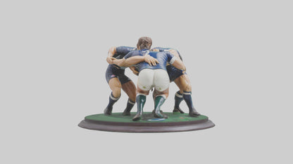 3D model Rugby Scrum Pose statue model VR / AR / low-poly