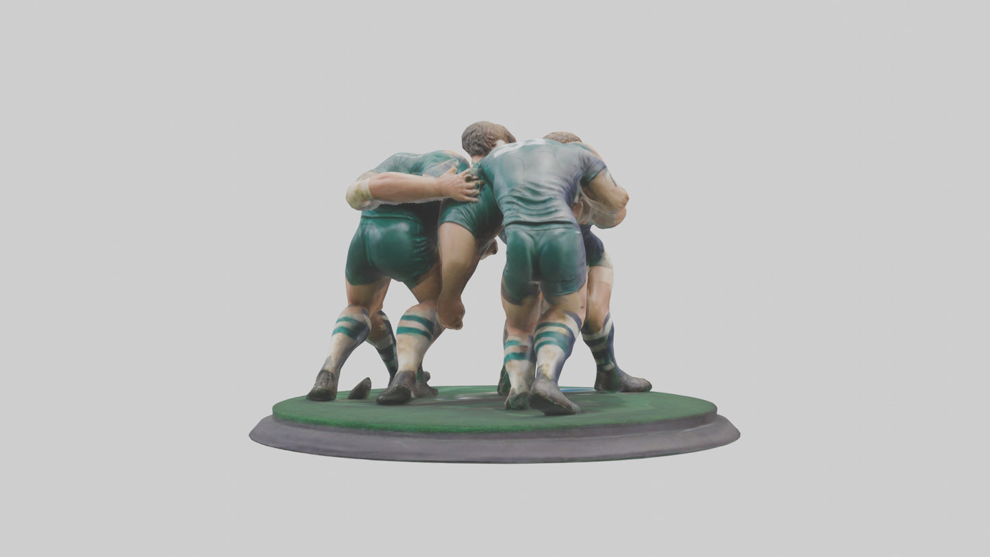3D model Rugby Scrum Pose statue model VR / AR / low-poly