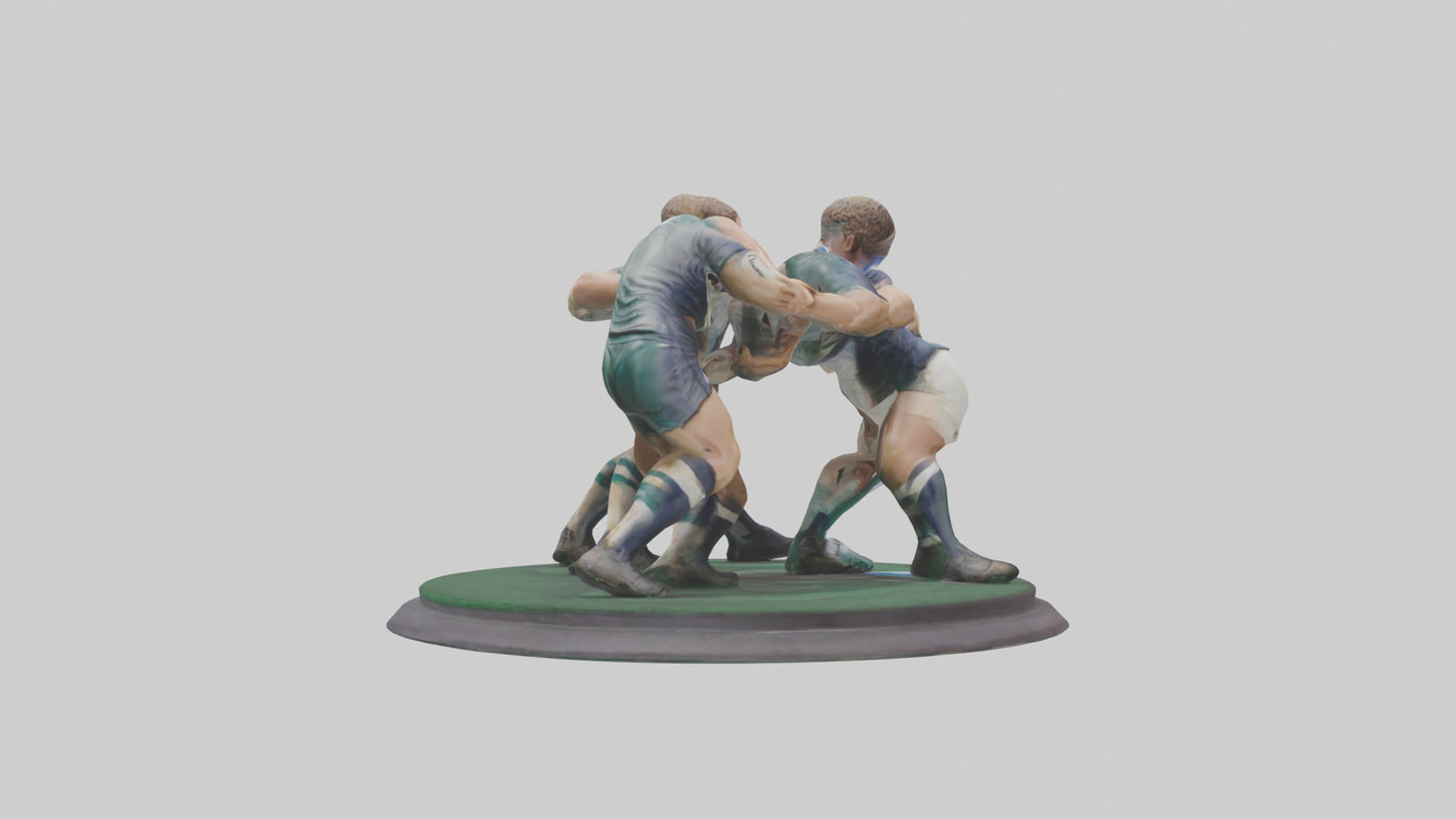 3D model Rugby Scrum Pose statue model VR / AR / low-poly