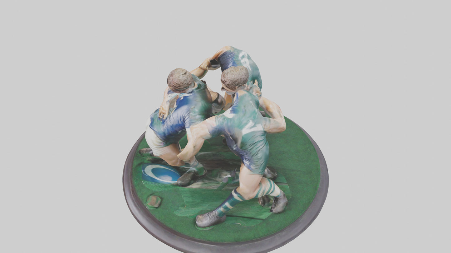 3D model Rugby Scrum Pose statue model VR / AR / low-poly