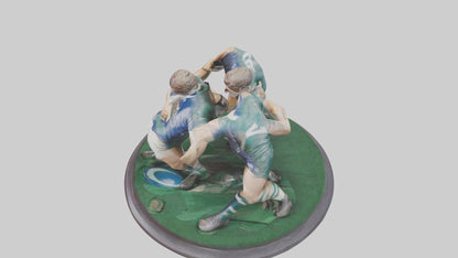 3D model Rugby Scrum Pose statue model VR / AR / low-poly