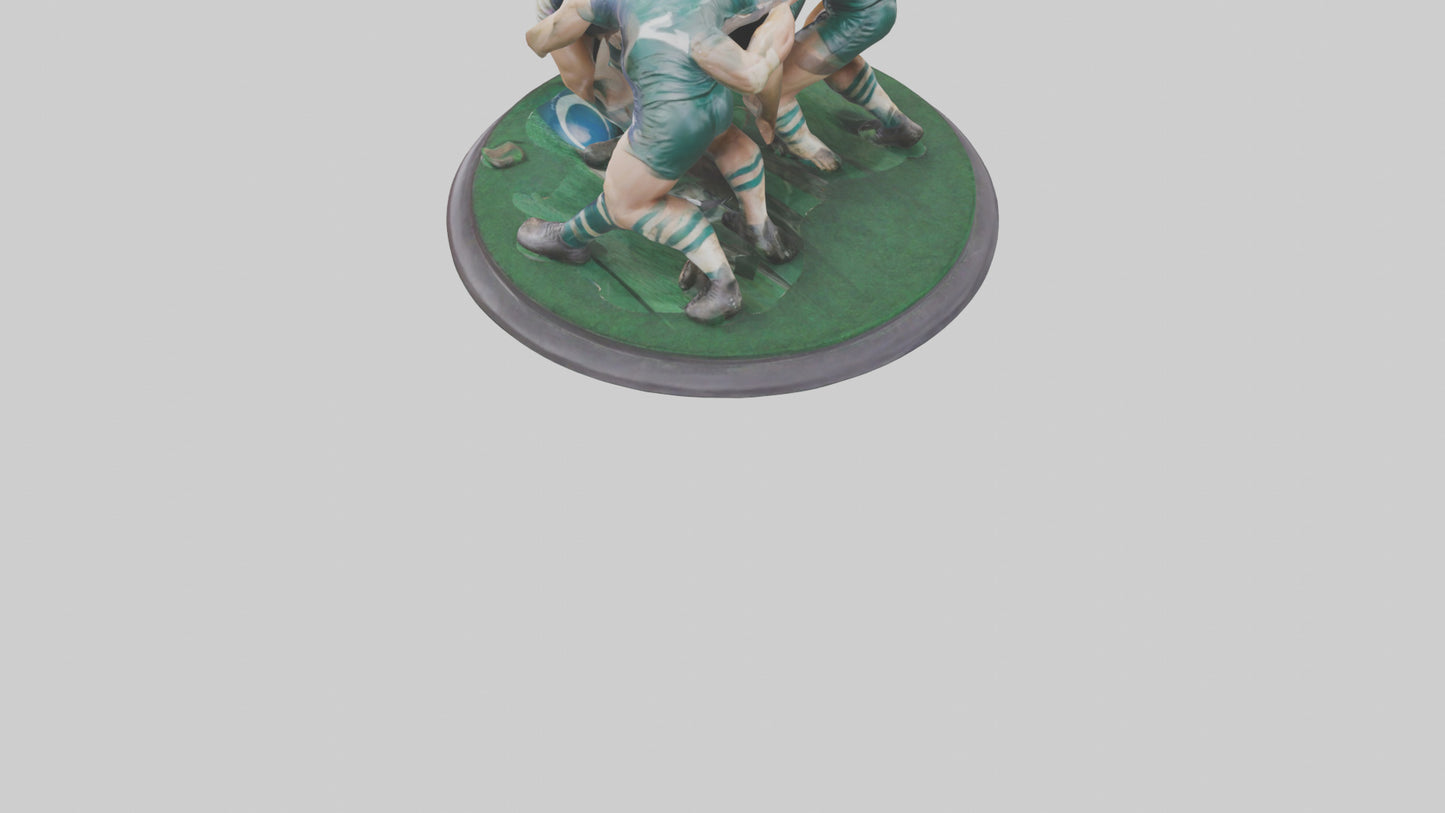 3D model Rugby Scrum Pose statue model VR / AR / low-poly