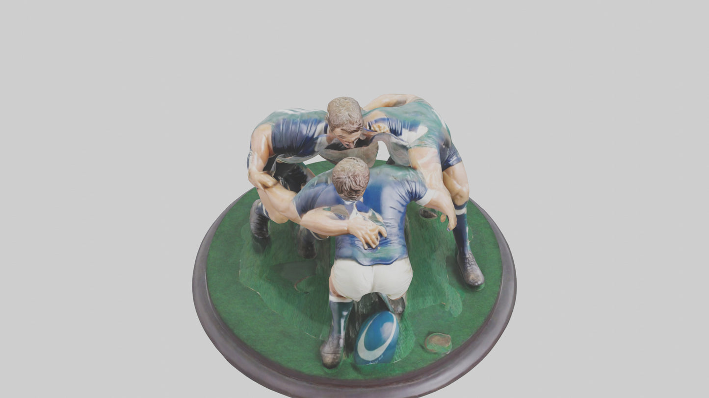 3D model Rugby Scrum Pose statue model VR / AR / low-poly