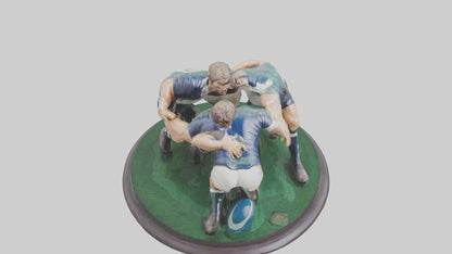 3D model Rugby Scrum Pose statue model VR / AR / low-poly