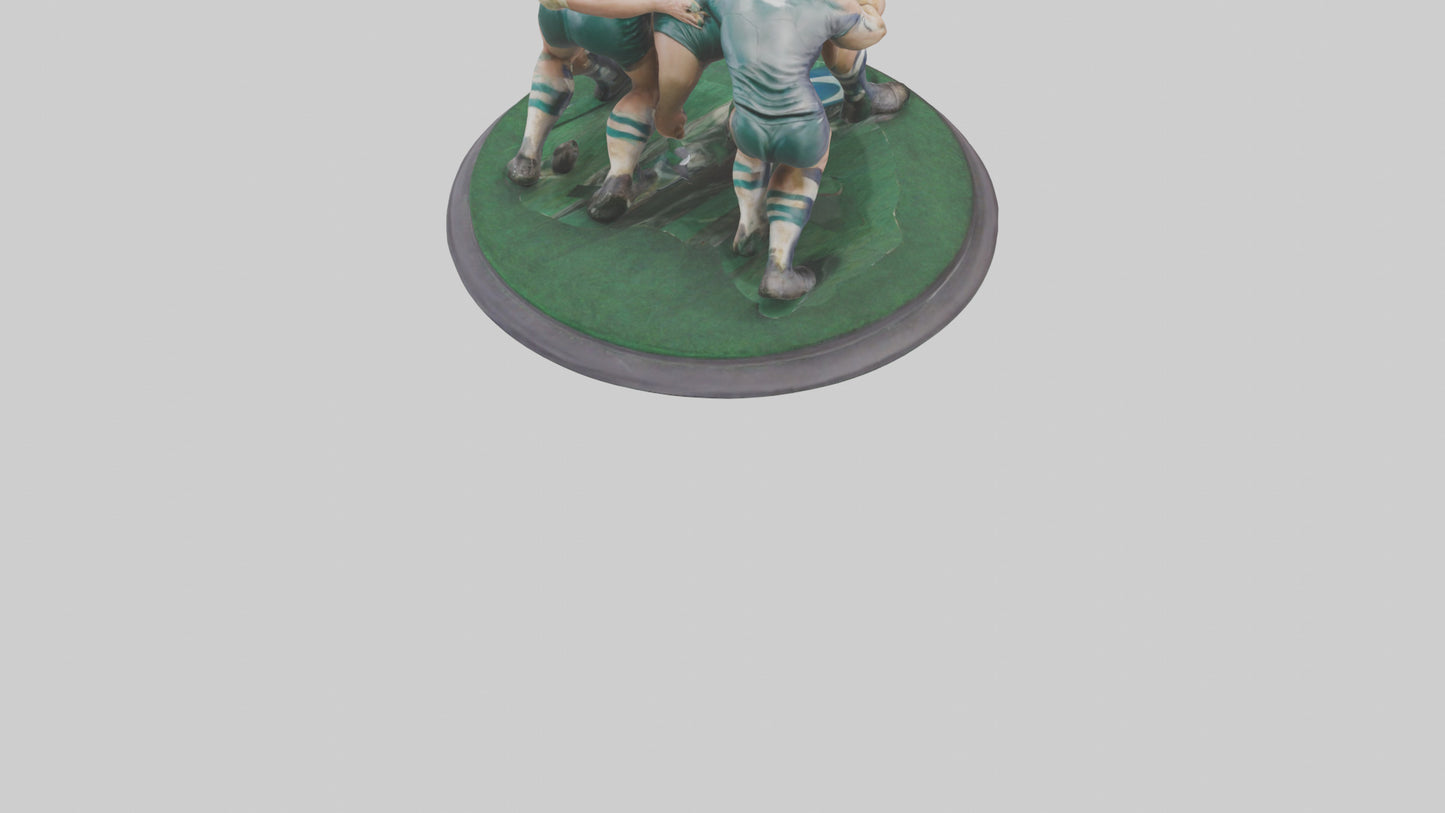 3D model Rugby Scrum Pose statue model VR / AR / low-poly