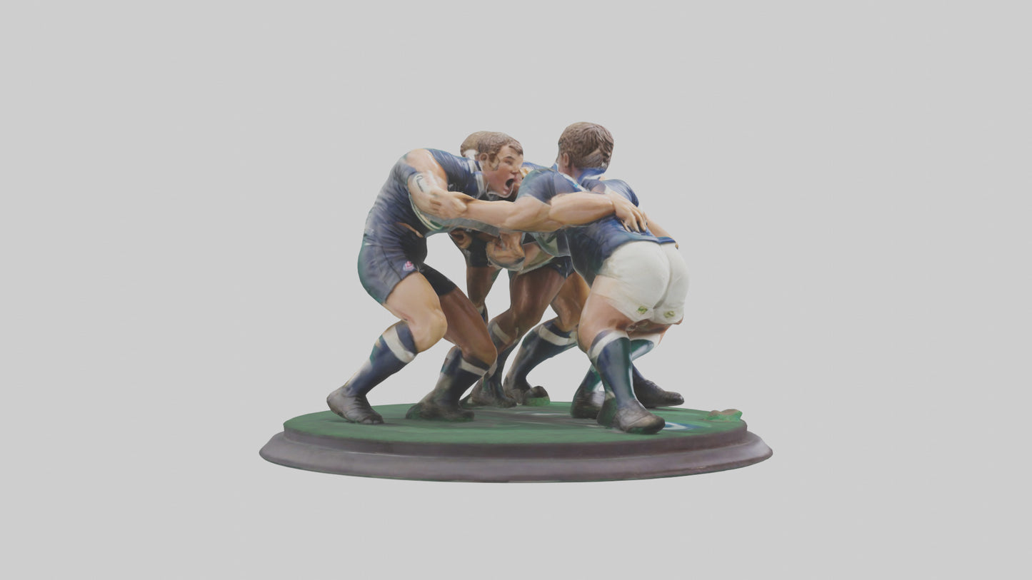 3D model Rugby Scrum Pose statue model VR / AR / low-poly