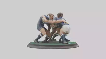 3D model Rugby Scrum Pose statue model VR / AR / low-poly