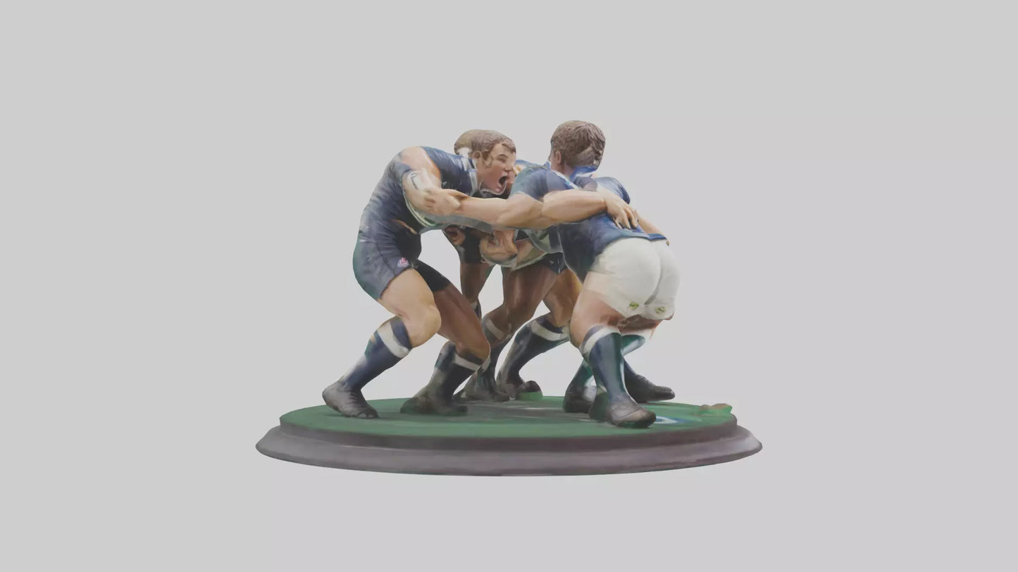 3D model Rugby Scrum Pose statue model VR / AR / low-poly