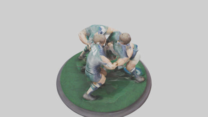 3D model Rugby Scrum Pose statue model VR / AR / low-poly