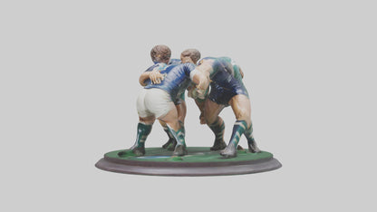 3D model Rugby Scrum Pose statue model VR / AR / low-poly