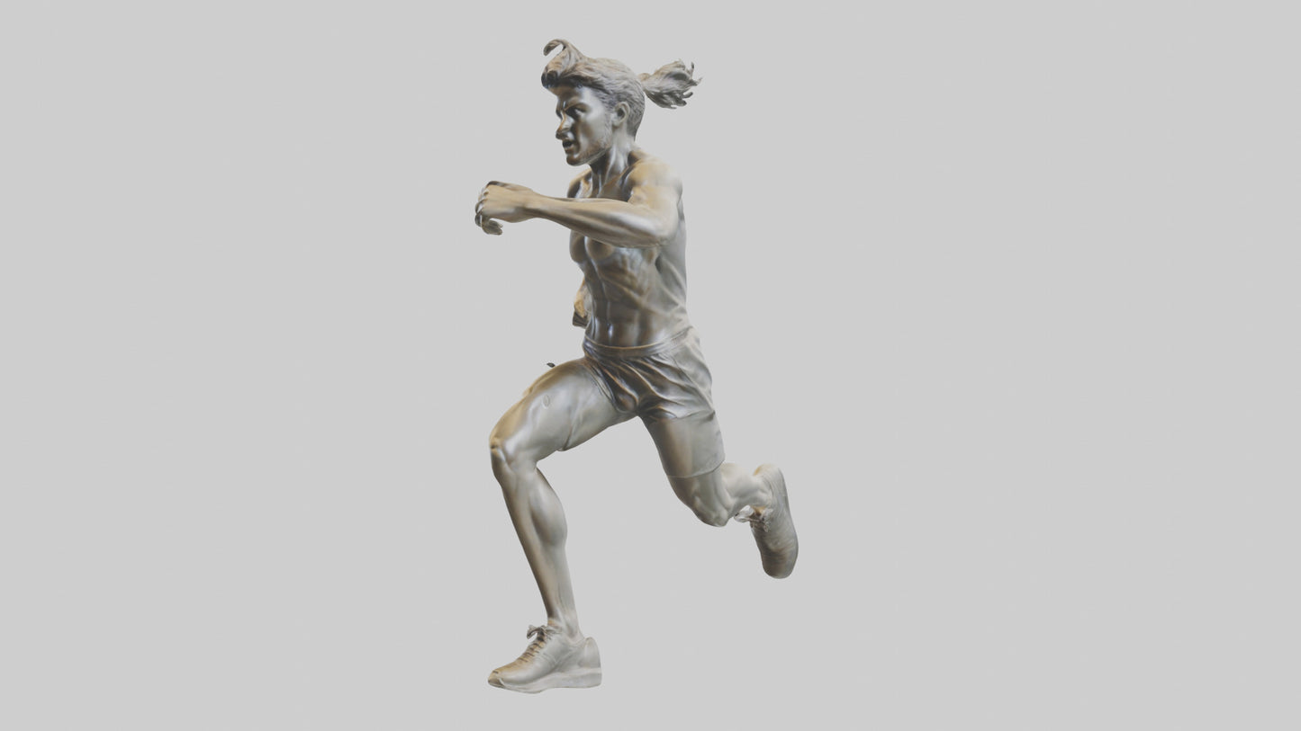 3D model Runner in Full Sprint statue model VR / AR / low-poly
